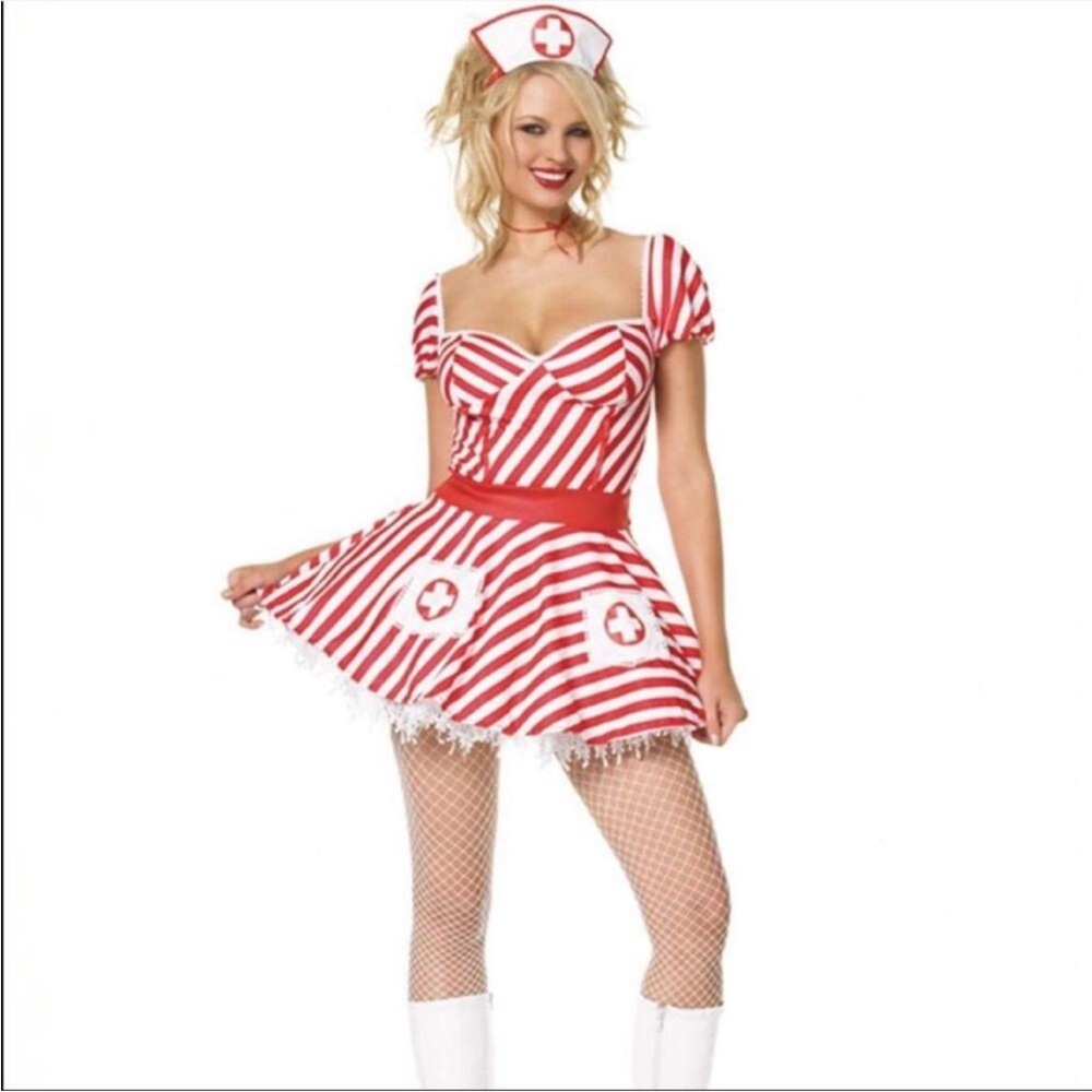 Leg Avenue Y2K Red Striped Nurse Costume